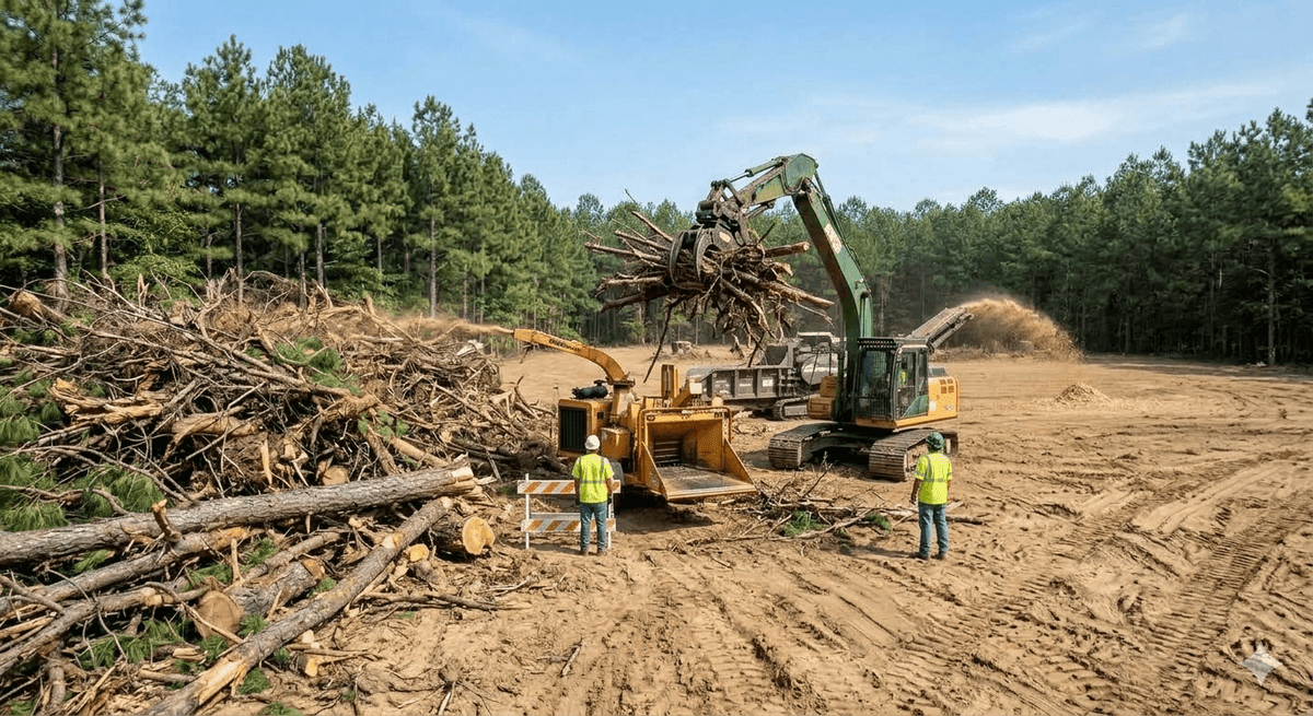 Debris removal and cleanup after land clearing in Dodge County
