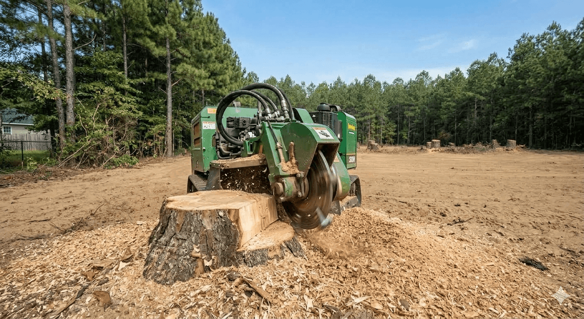 Stump grinding service on a residential property in Georgia